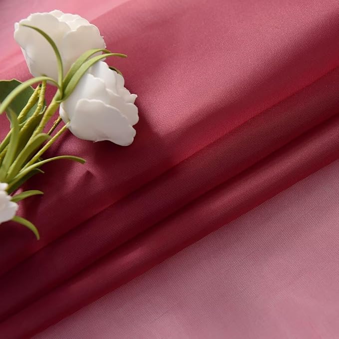 SpaceDresser Burgundy Sheer Curtains 4 Panels Rod Pocket Semi-Sheer Curtain 72 - Image 6
