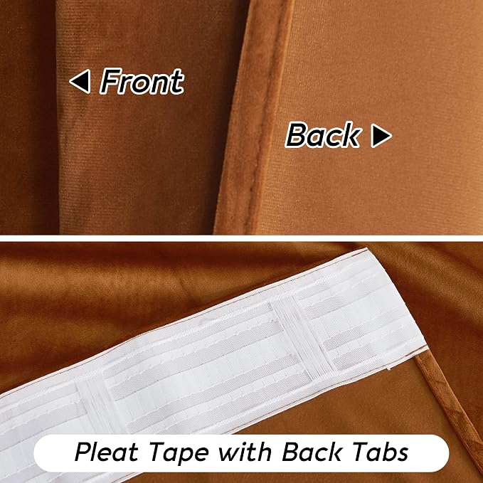 RYB HOME Orange Velvet Curtains 72 inches - Image 5