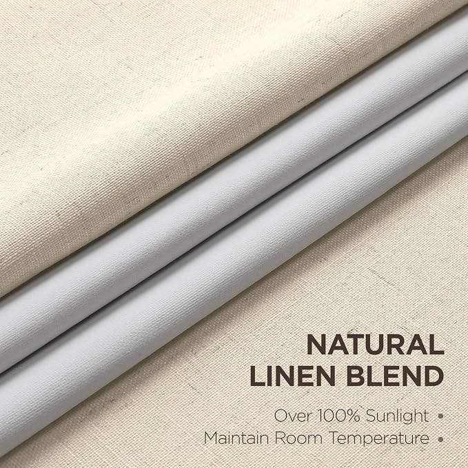 Joydeco 100% Blackout Pleated Curtains, Linen Window Curtains 2 Panel Sets 108 - Image 2
