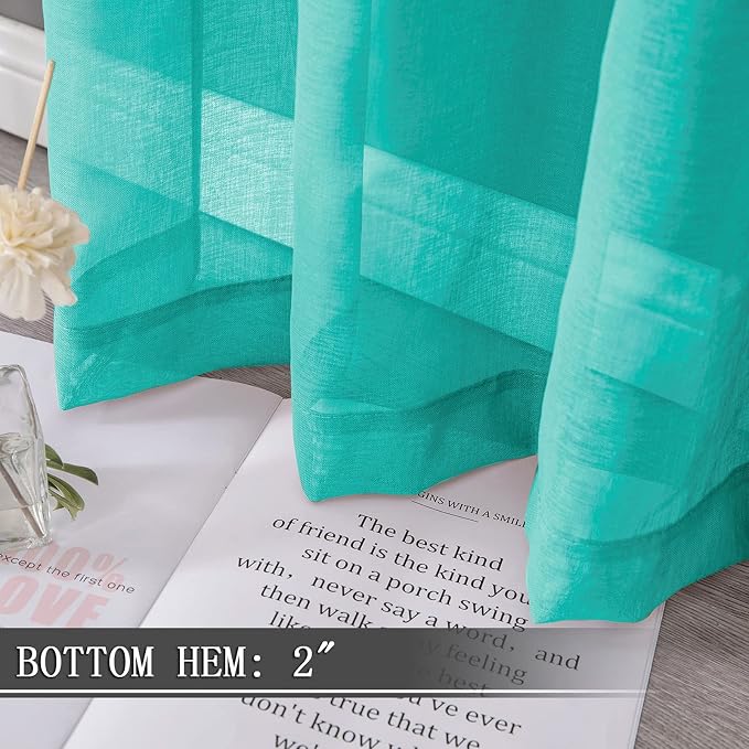 Tollpiz Short Sheer Curtains Linen Textured Living Room Curtain Sheers Light - Image 4