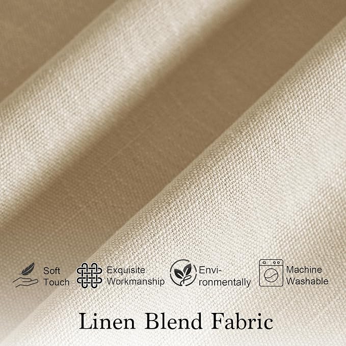 RYB HOME Short Kitchen Valances Thick Faux Linen Blended 2 Panels, Privacy - Image 4