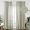 LAMIT Sage Grey Sheer Linen Curtains, 108 inch Light Filtering Semi Sheer by LAMIT