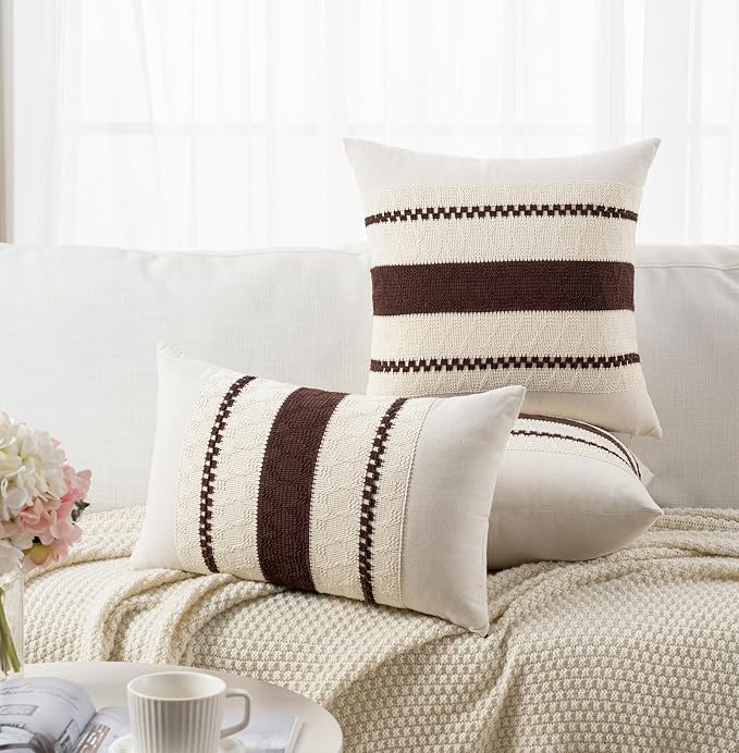 Fancy Homi Set of 1 Boho Brown Long Lumbar Decorative Throw Pillow Cover 12x24 - Image 6