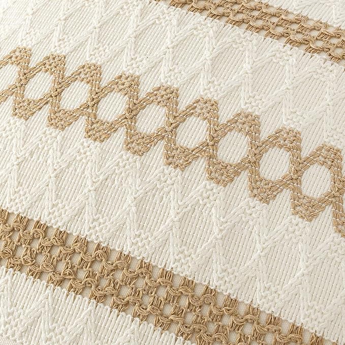 MIULEE Set of 2 Neutral Boho Decorative Pillow Covers 18x18 Inch Farmhouse - Image 4