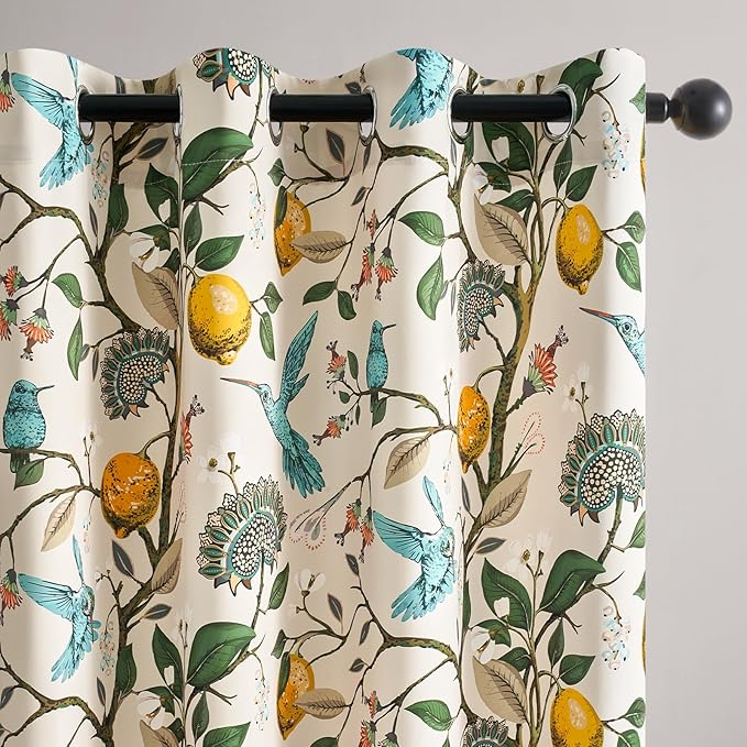 Topfinel Beige Vintage Floral Curtains 84 Inch Long Luxury Whimsical Euro - Image 3