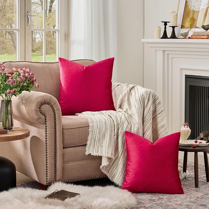 GIGIZAZA Red Velvet Decorative Throw Pillow Covers 18x18 - Image 3