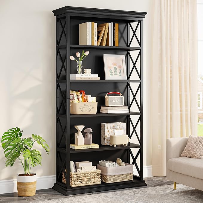 Tribesigns 6-Tier Bookcase, 71 Inches Industrial Bookshelves and Bookcases, Floor Standing 5 Shelf Display Storage Shelves Tall Bookcase for Home Office, Living Room, Bed Room, 2 Pcs