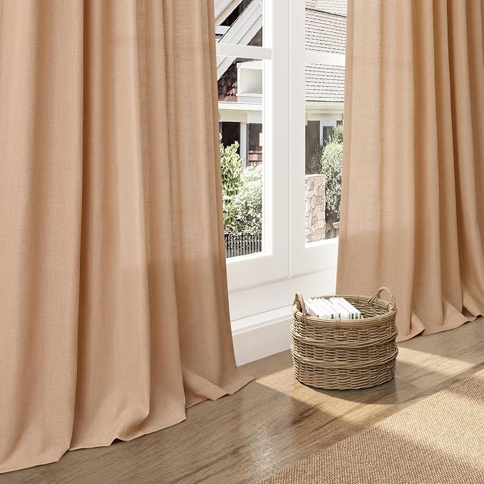 Nanspring Camel Linen Curtains 2 Panels Set - Image 6