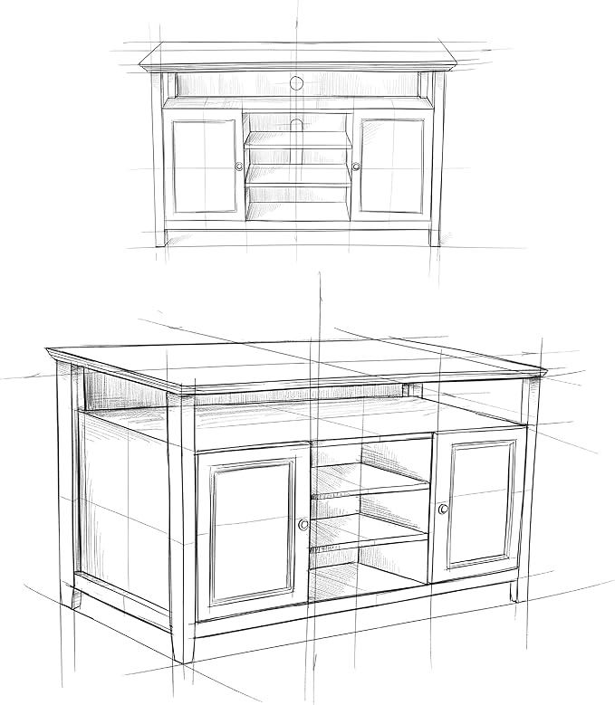SIMPLIHOME Amherst 54-inch Wide Solid Wood TV Stand in Hickory Brown, Transitional-Style Media Console for Living Room with Adjustable Shelves and Cable Management