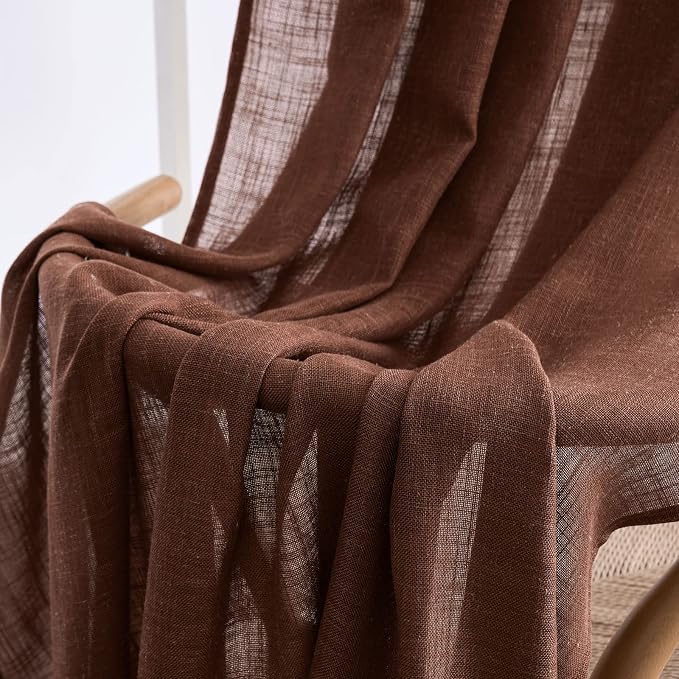 MIULEE Chocolate Brown Linen Curtains 84 Inch Length - Image 6