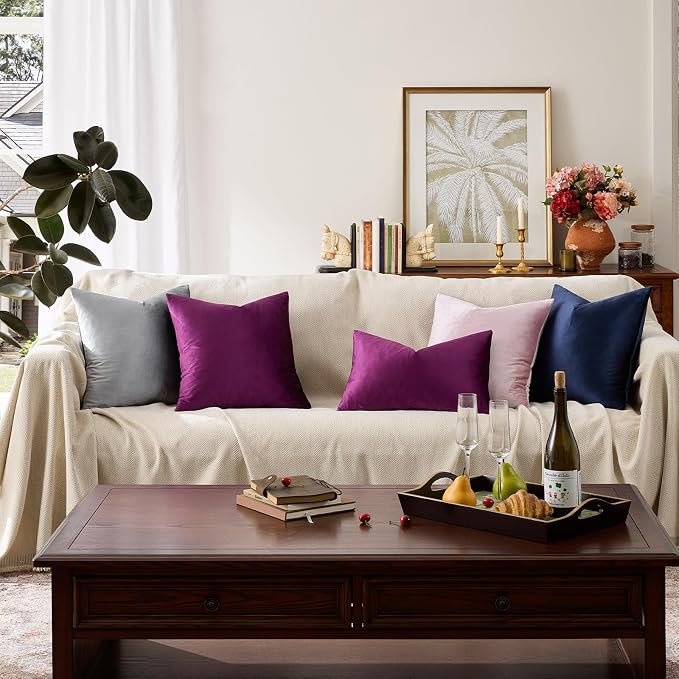 GIGIZAZA Decor Throw Couch Pillow Covers, Velvet Pillow Cases 24 x 24inch - Image 4
