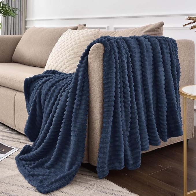 BEDELITE Fleece Blanket Twin Size – 3D Ribbed Jacquard Soft and Warm Decorative - Image 9