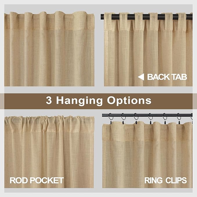Burlap Color Curtains 63 Inch Length - Image 5