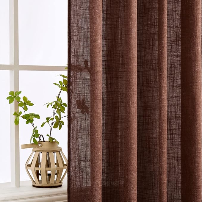 MIULEE Chocolate Brown Linen Curtains 84 Inch Length - Image 5
