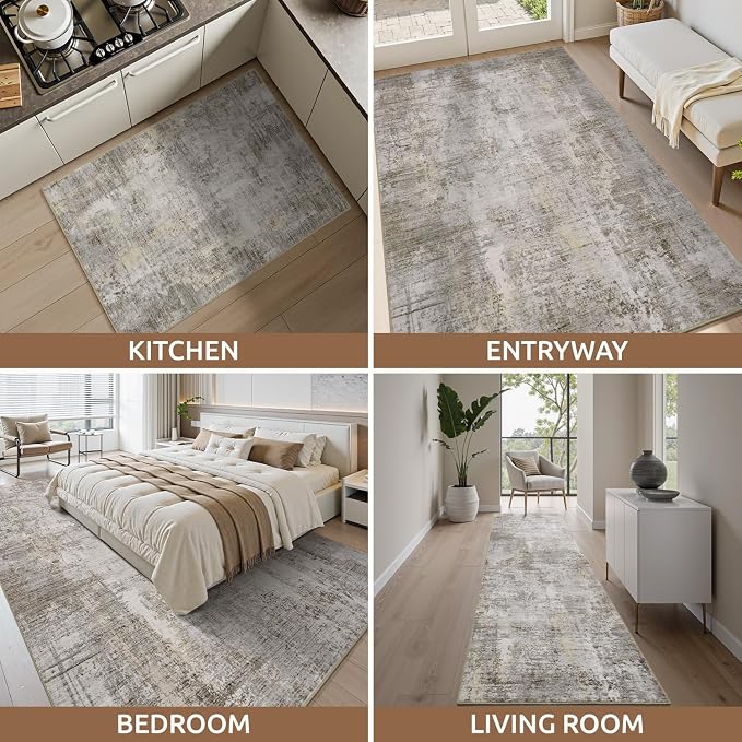 4 x 6 Area Rugs for Living Room, Machine Washable Non Slip Rug Ultra Soft Low - Image 7