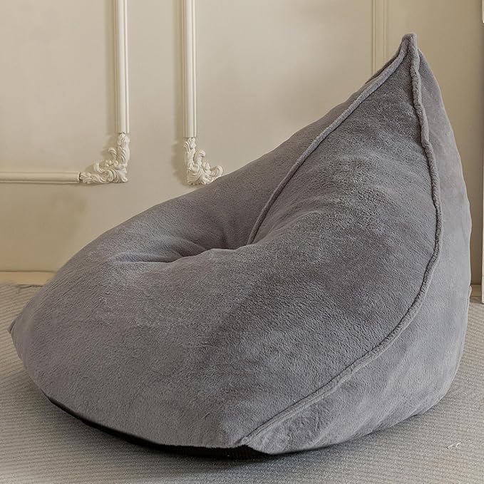 BYBYME Bean Bag Chairs Sherpa Lazy Sofa, Giant Beanbag Chairs for Adults, Teenagers with Stuffed High Density Foam Filling, Comfy Chair for Living Room, Bedroom