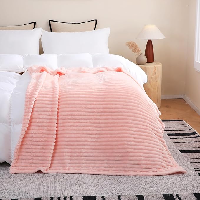 Valentines Day Decorations Light Pink Fleece Throw Blanket 50”×60” - Image 3