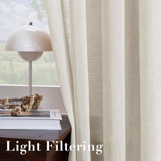 H.VERSAILTEX Natural Linen Sheer Curtains Flax Linen Blended Curtain Panels - Image 5