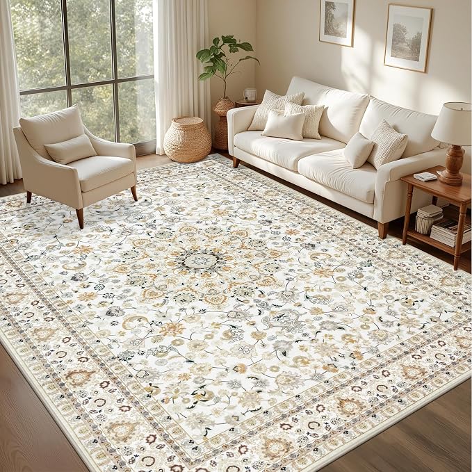 Area Rugs 10x14 Living Room Rug: Washable Rug Soft Vintage Boho Carpet Indoor - Image 2