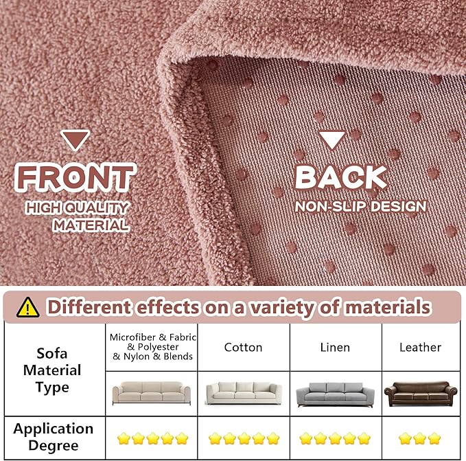 MYSKY HOME Pink Sofa Cover, Couch Covers for Sofa, Pet Couch Cover Reclining Couch Covers Loveseat Covers for 2 Cushion Couch Thick Durable Cushion Covers for Furniture Couch Cover, 71" x 102"