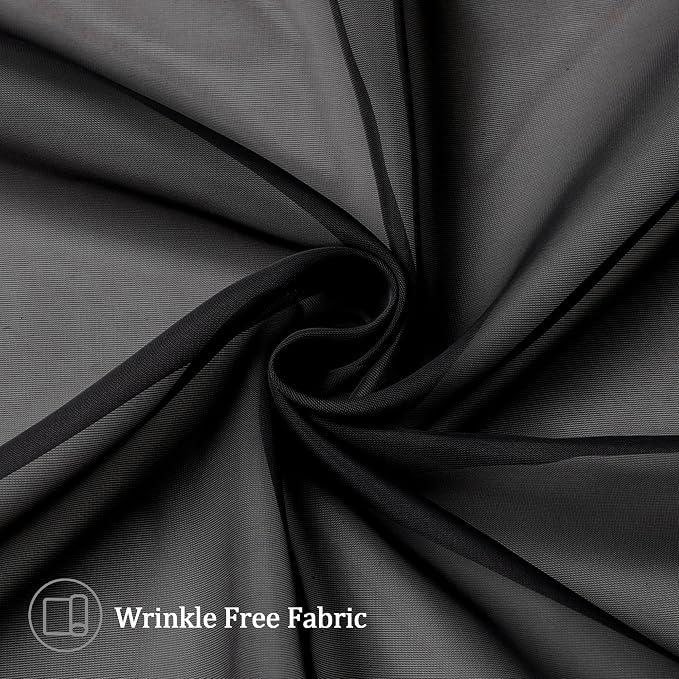Aiyufeng Black Curtains 36 inches Long 2 Panels, Short Cafe Sheer Tiers - Image 5