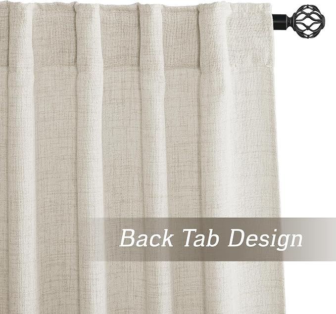 RYB HOME Living Room and Dining Room Curtains and Drapes Linen Sheer, Light - Image 5