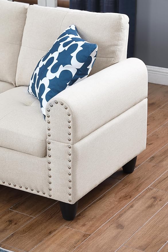 Halibur Sectional Sofa or Couch with Ottoman for Living Room, Apartment, Bedroom, Office
