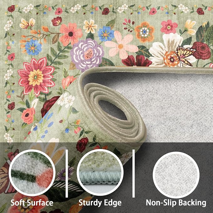 Green Living Room Rugs, Area Rugs 5x7 Rug - Image 4