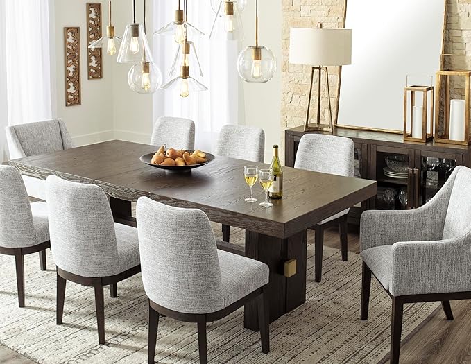 Signature Design by Ashley Burkhaus Traditional Upholstered Dining Chair, Set of 2, Dark Brown