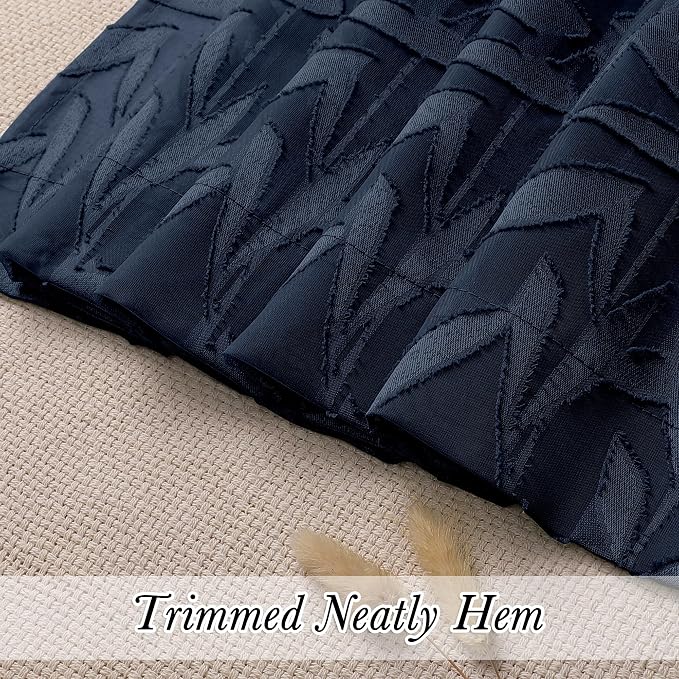 Lecloud Leia Navy Blue Sheer Curtains 54 Inch Length 2 Pcs, Rod Pockets Bedroom - Image 5