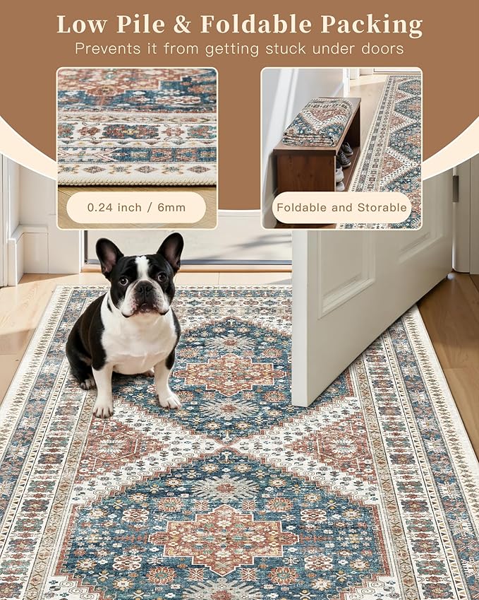 Madane Hallway Runner Rug 2'6''x10' Kitchen Runner, Non Slip Vintage Runners - Image 7