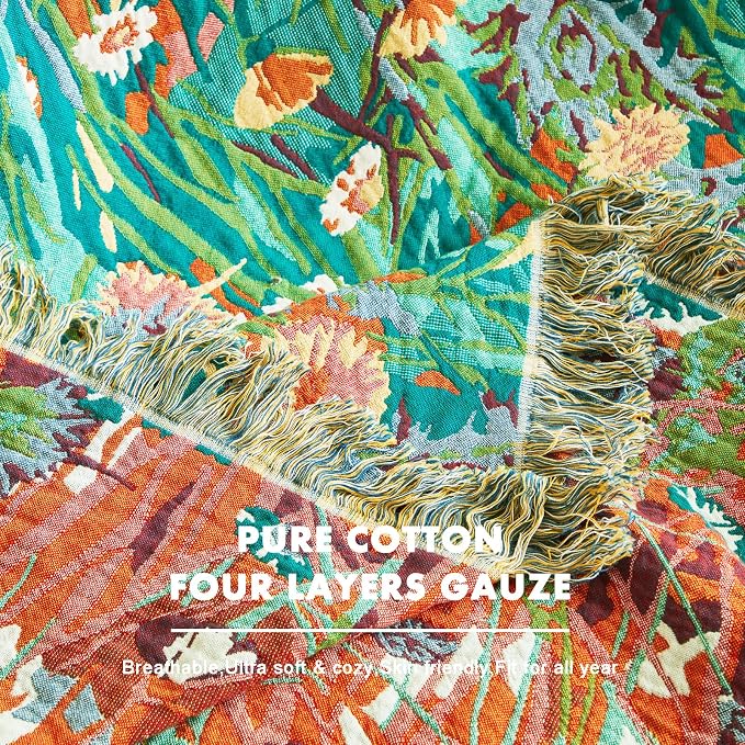 MSGKV Boho Throw Blanket 50"x60" Floral Blankets - Image 7
