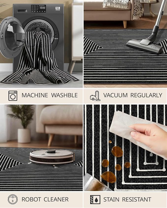 Latte&Fog 8x10 Area Rugs for Living Room, Large Modern Abstract Washable Rug - Image 7