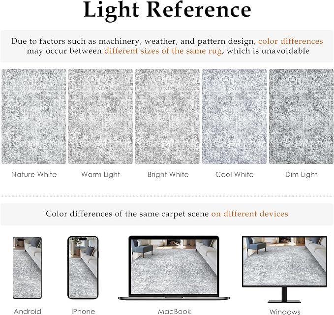 PureCozy 2x8 Runner Rug Washable Vintage Indoor Hallway Carpet Non Slip Grey - Image 2