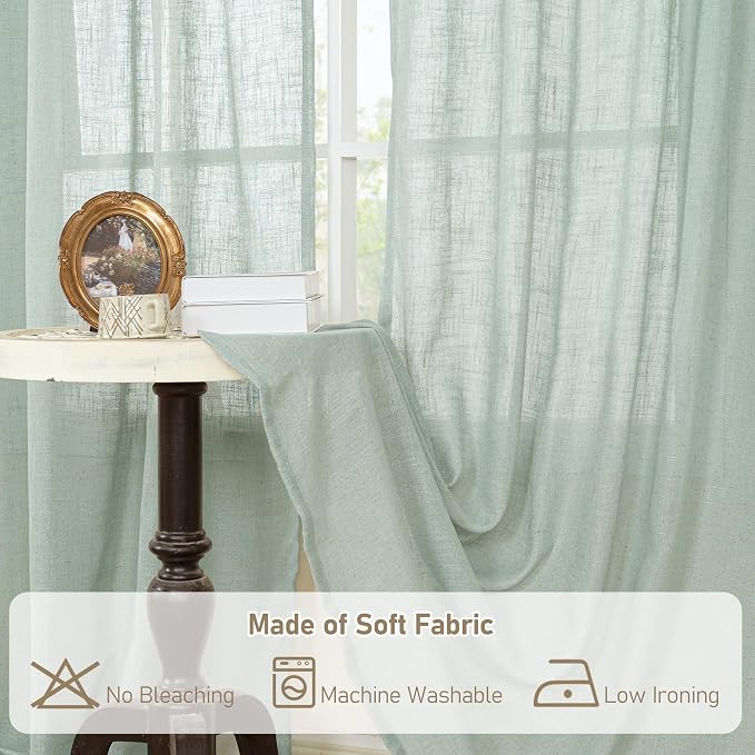 LAMIT Light Sage Linen Curtains 84 inch Length 2 Panels Set, Linen Textured - Image 8