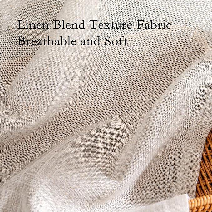 MYSKY HOME Linen Curtains for Living Room 96 Inches Long, Semi Sheer Curtains & - Image 5