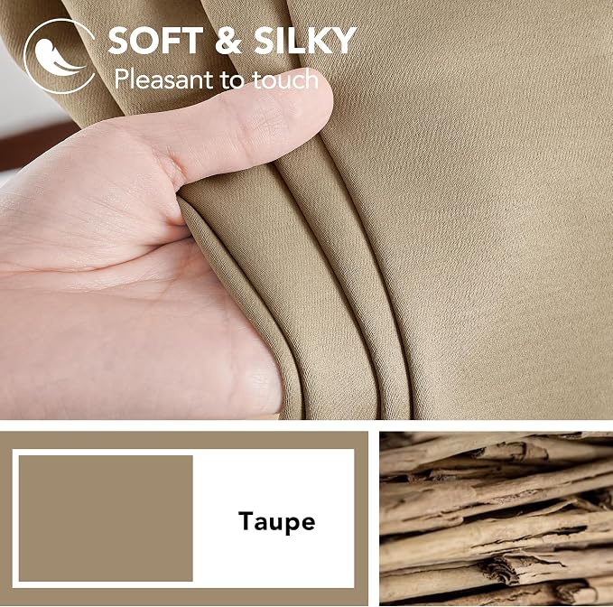 Deconovo Solid Room Darkening Panels Back Tab and Rod Pocket Curtains Blackout - Image 7