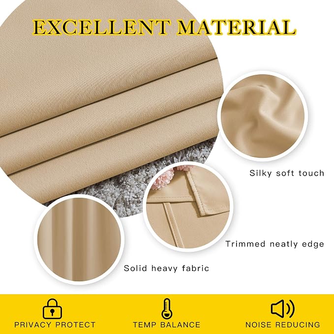 NICETOWN Beige Room Darkening Curtains Blackout 40 inch Curtains - Image 4