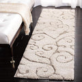 SAFAVIEH Florida Shag Collection Runner Rug - 2'3" x 15', Cream & Beige, Scroll Design, Non-Shedding & Easy Care, 1.2-inch Thick Ideal for High Traffic Areas in Living Room, Bedroom (SG455-1113)