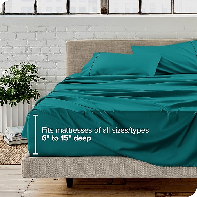 Bare Home Split King Sheet Set - 1800 Ultra-Soft Microfiber Bed Sheets - Double Brushed - Deep Pockets - Easy Fit - 5 Piece Set - Bed Sheets & Pillowcases (Split King, Emerald)