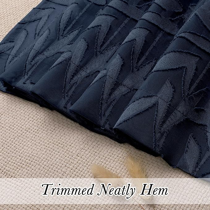 Lecloud Leia Navy Blue Sheer Curtains 2 Pieces, 30 Inch Short Curtains - Image 9