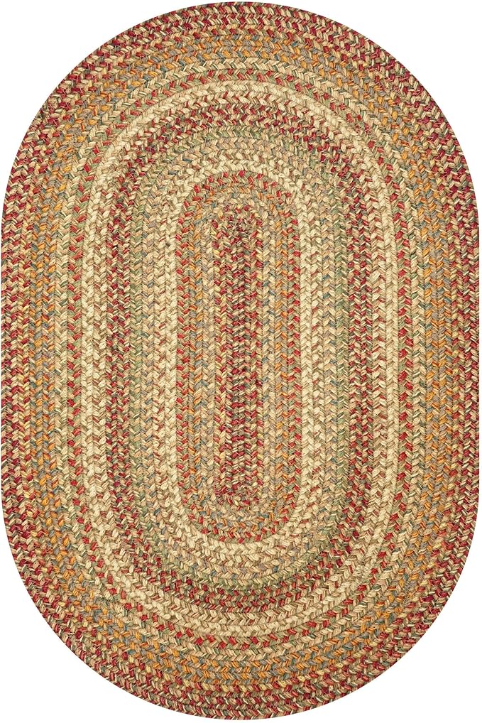 Homespice Harvest Jute Brown Braided Rug 8x10' Oval Rug for Living Room, Bedroom Rug and Dining Room. Pet Friendly. Decor Styles- Farmhouse Rug, Rustic, Vintage, Cottage, Primitive, Country, Boho Rug