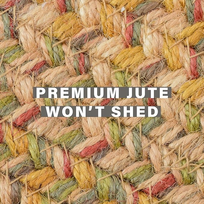 Harvest Multicolor Small Braided Rugs, 2x3' Rectangle - Handmade with Jute, Warm Country Decor, Perfect for Bathrooms and Entryways - Durable and Easy to Clean