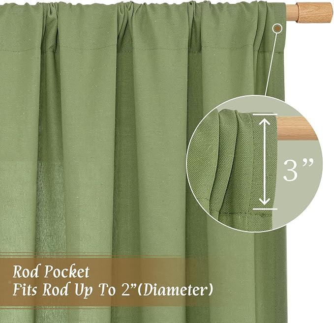 LAMIT 54 Inch Linen Curtains 2 Panels, Soft Faux Linen Light Filtering Panels - Image 3