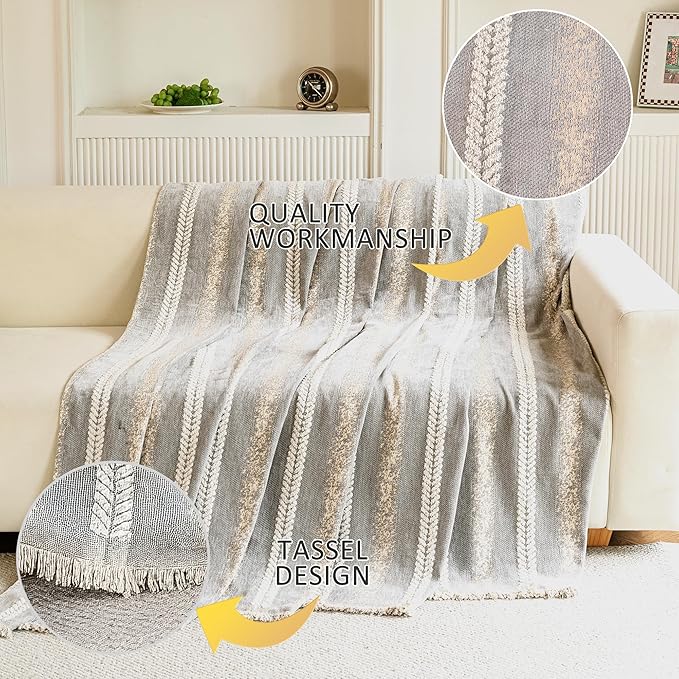 Couch Cover for Dogs Washable Sofa Cover, Sectional Couch Covers, Sofa Covers for 2 Cushion Couch, Non Slip Stripe Sofa Slipcovers Furniture Protector, Couch Protector from Cat Claws, Light,71''x150''