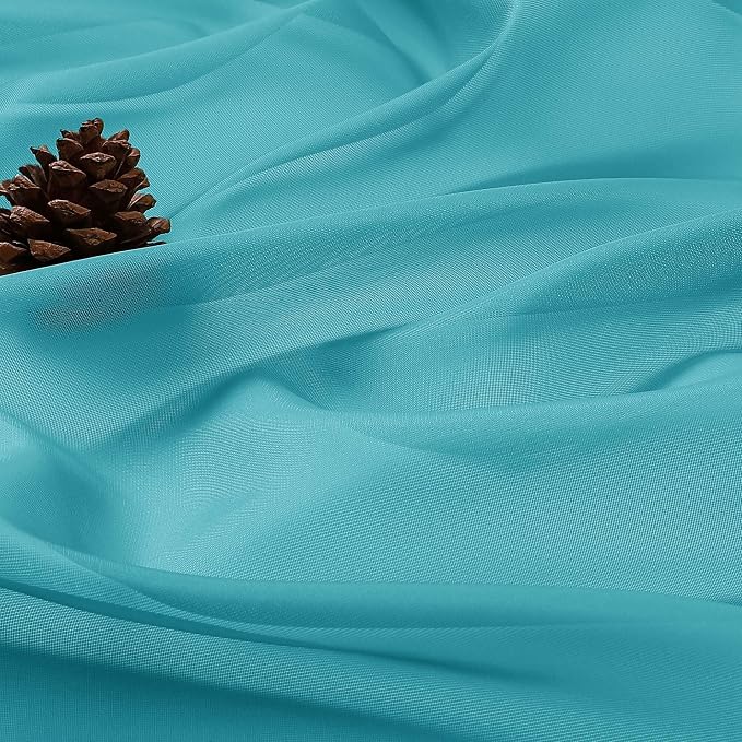 OVZME Sheer Turquoise Curtains 108 Inches Long 2 Panels Set, 59 Inch Extra Wide - Image 4