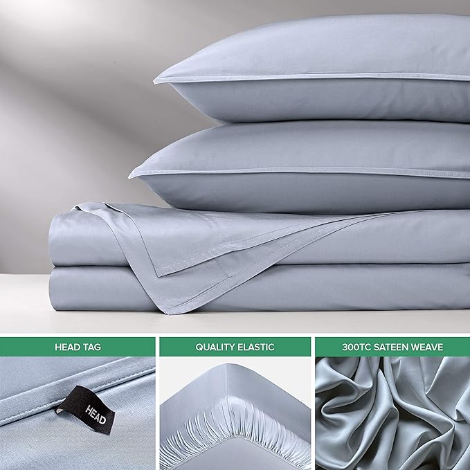 King Sheets by Pure Bamboo, Genuine 100% Organic Viscose Derived from Bamboo Bed Sheet Set, Luxuriously Soft & Cooling, Double Stitching, Lifetime Quality Promise (King, Sterling Blue)
