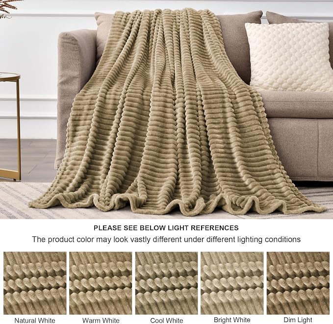 BEDELITE Fleece Throw Blanket for Couch – 3D Ribbed Jacquard Soft and Warm - Image 7