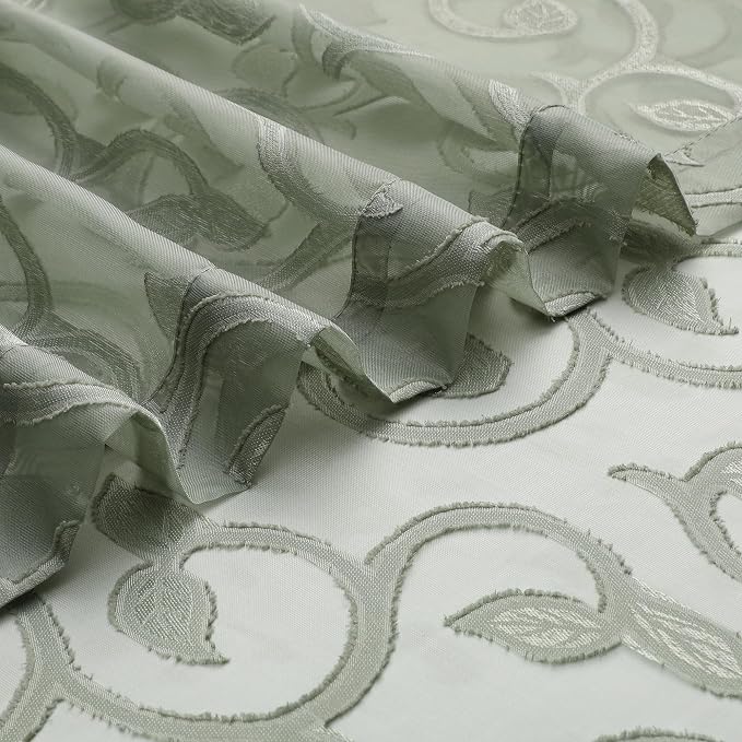 OWENIE Sage Green Semi Sheer Curtains 84 inches Long - Image 6