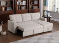 Devion Furniture Garisa 4-in-1 Convertible L Shaped Couch with Pull Out Bed and Storage, Sectional Sleeper Sofa with Reversible Chaise for Living Room, Apartment, Bedroom, Office